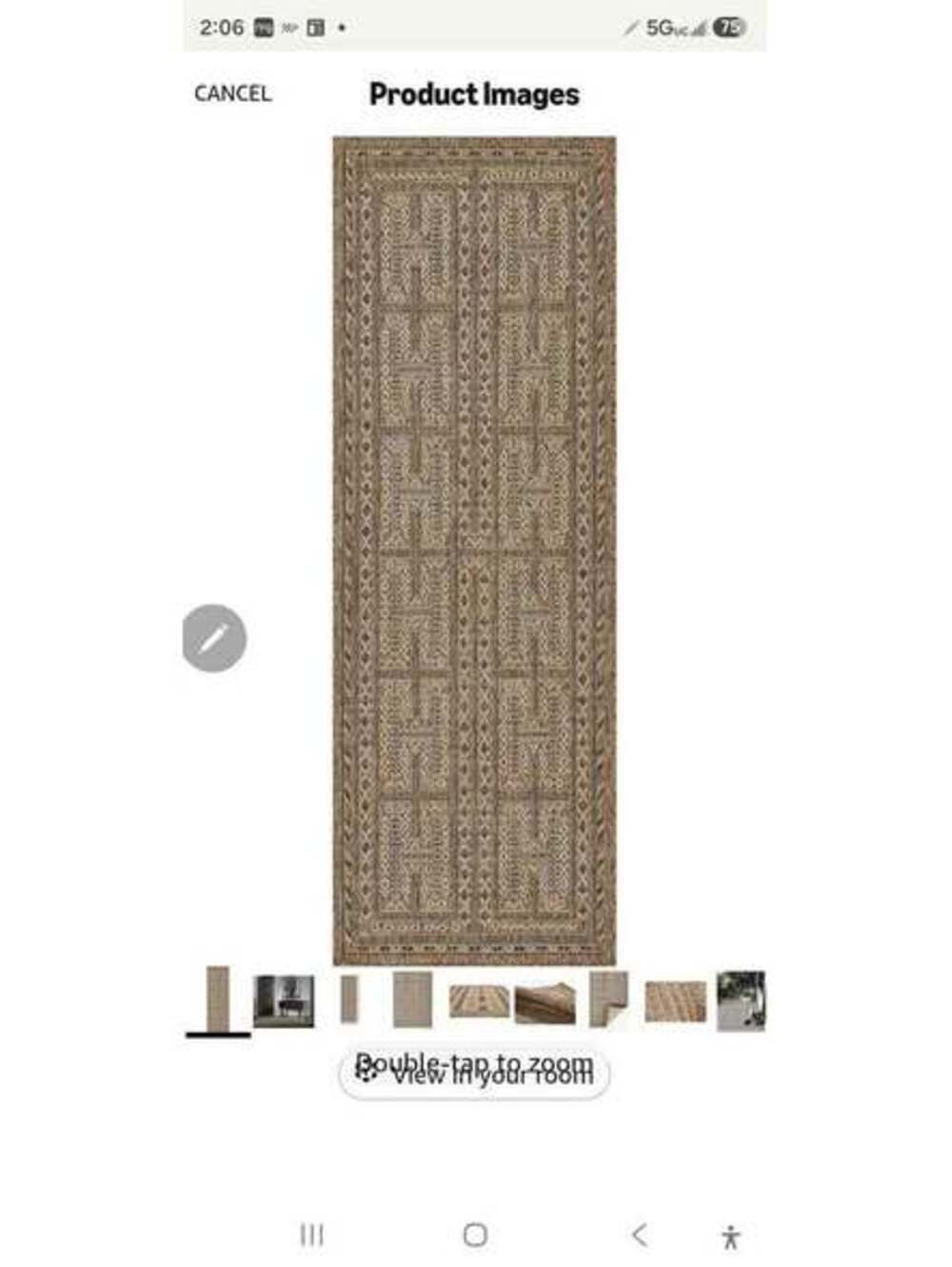 2' x 8' Indoor/Outdoor Flatweave Runner Rug – Gray/Taupe Geometric Pattern